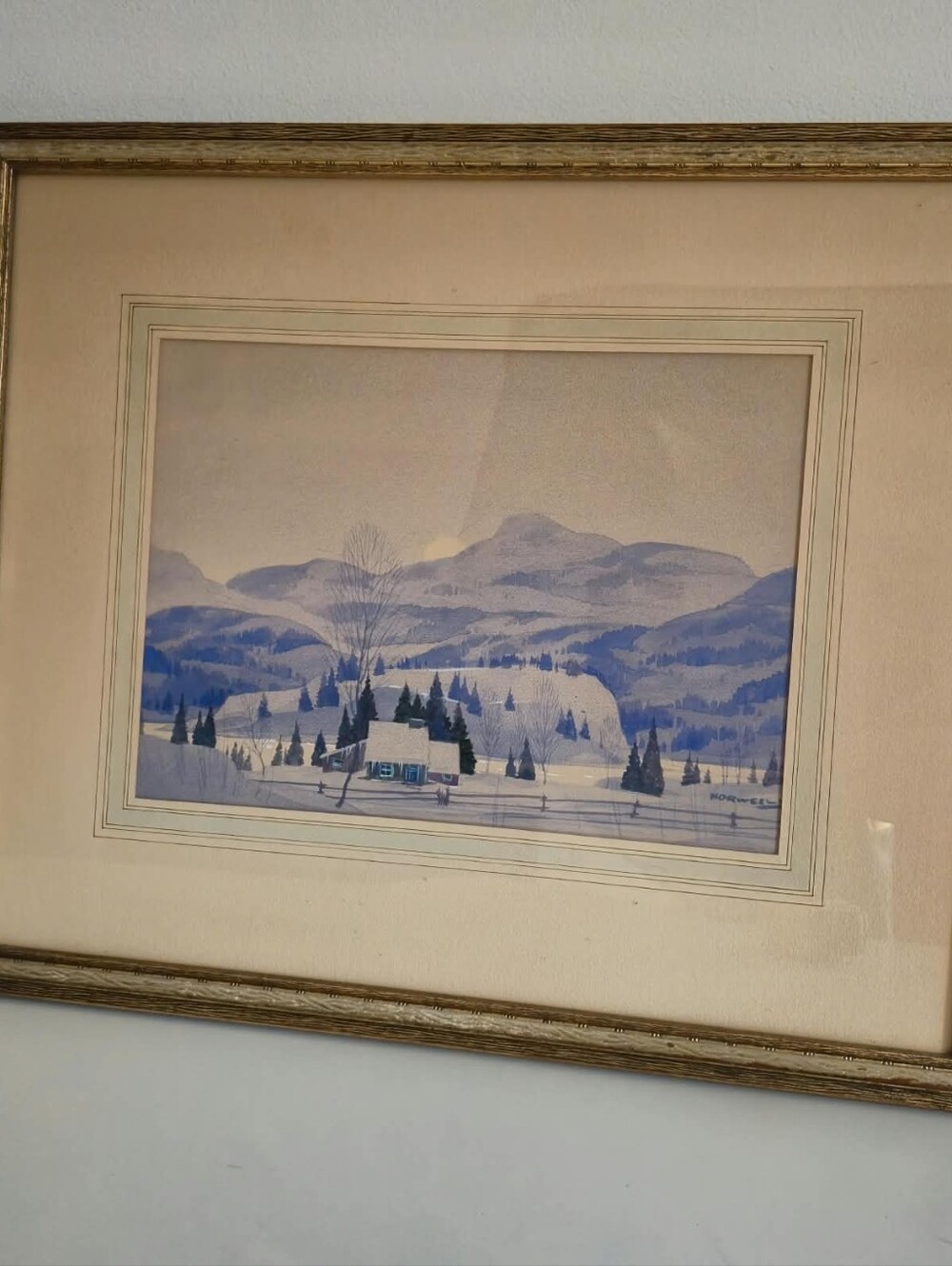 Original Graham Noble Norwell Watercolor Painting – Winter Laurentian Landscape